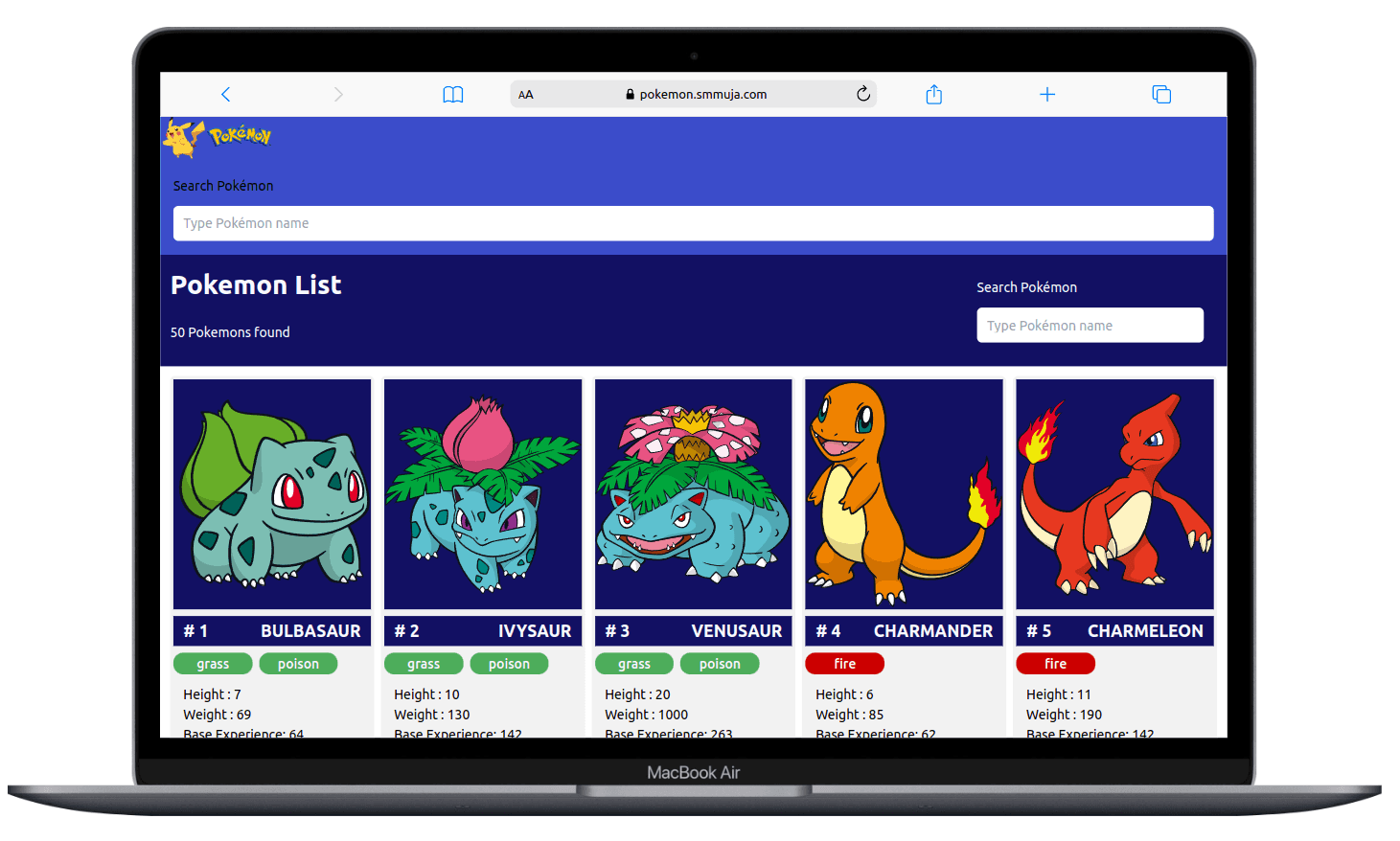 Webdev Custom Portfolio: Pokemon Finder