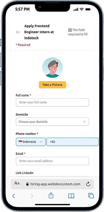 Portfolio Webdev Custom Aplikasi Rekrutmen Multirole Mobile View