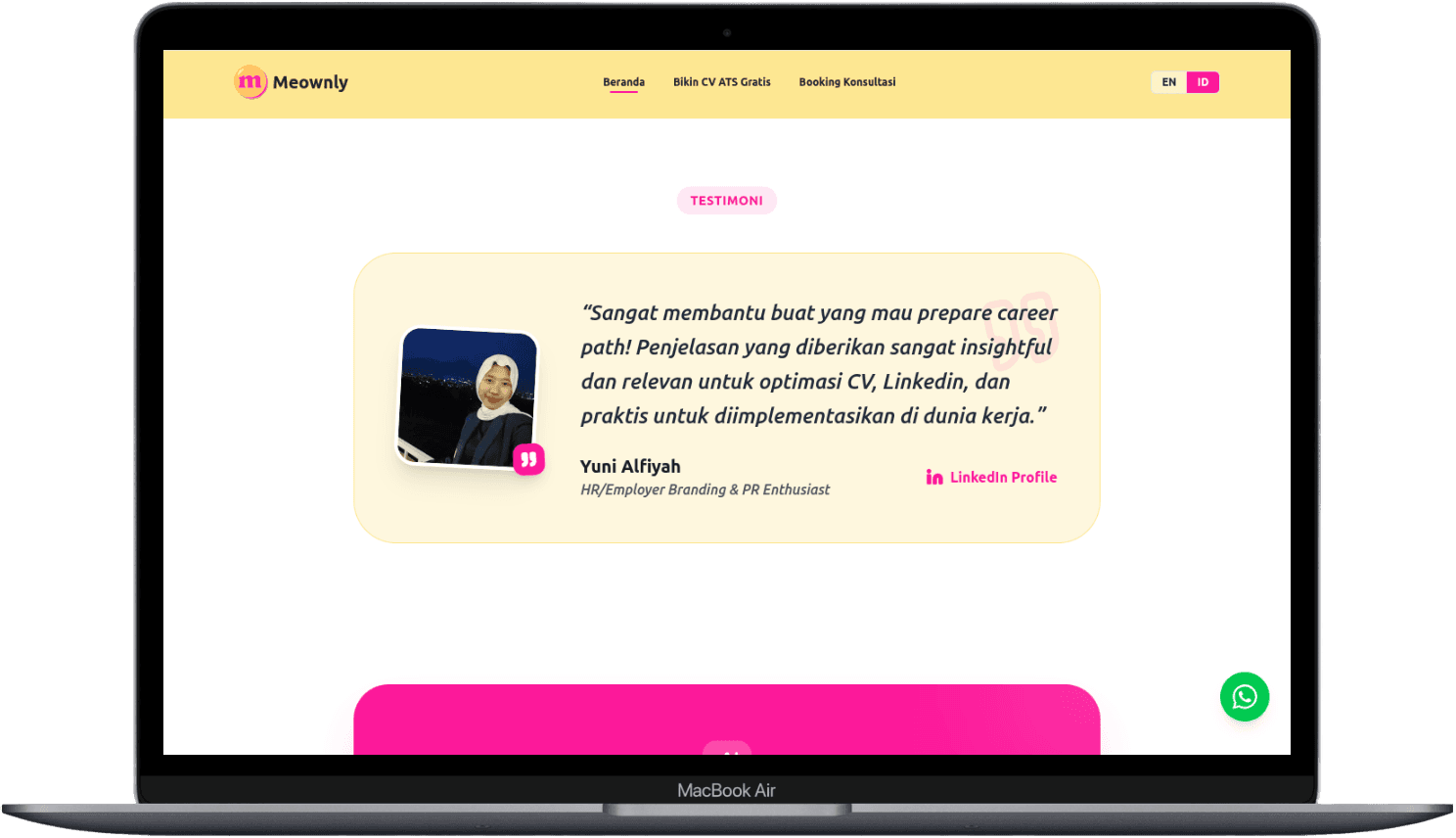 Portfolio Webdev Custom Web Konsultasi Karier Desktop View