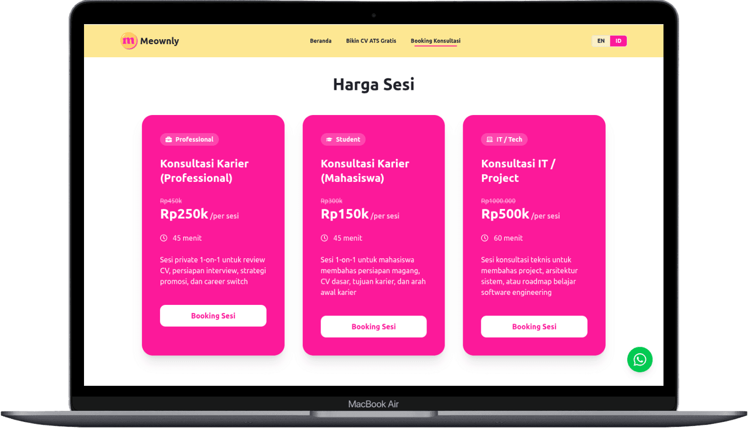Portfolio Webdev Custom Web Konsultasi Karier Desktop View