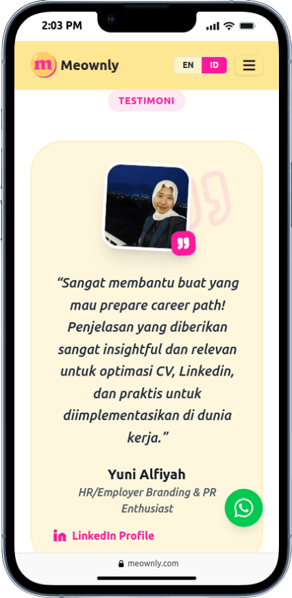 Portfolio Webdev Custom Web Konsultasi Karier Mobile View