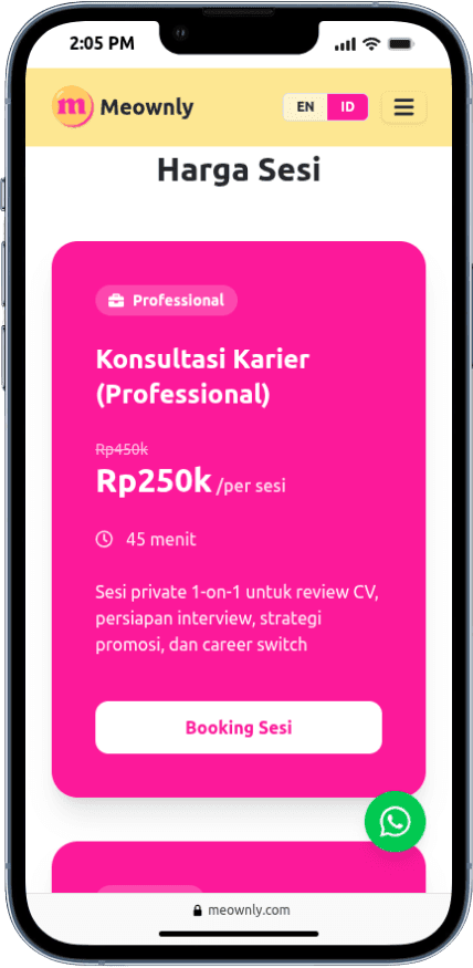 Portfolio Webdev Custom Web Konsultasi Karier Mobile View