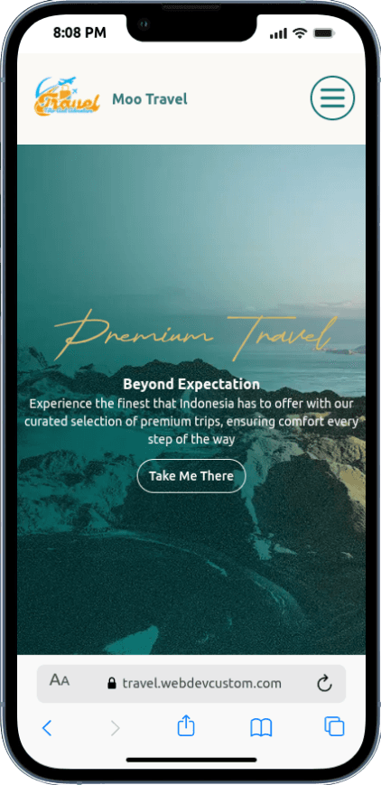 Portfolio Webdev Custom Web Travel & Wisata Mobile View